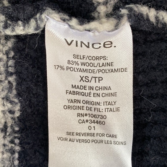 Vince Wool Blend Navy & White Stripe Open Front Cardigan Sweater Long Sleeves - Picture 9 of 14